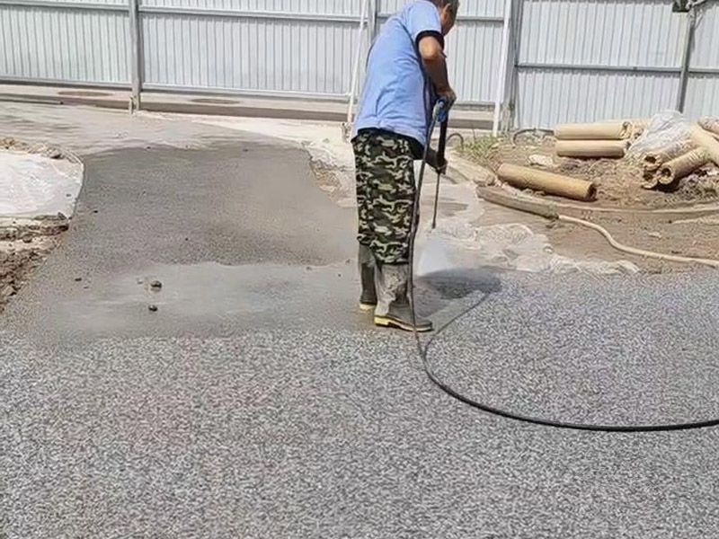 露骨料透水混凝土地坪施工現場